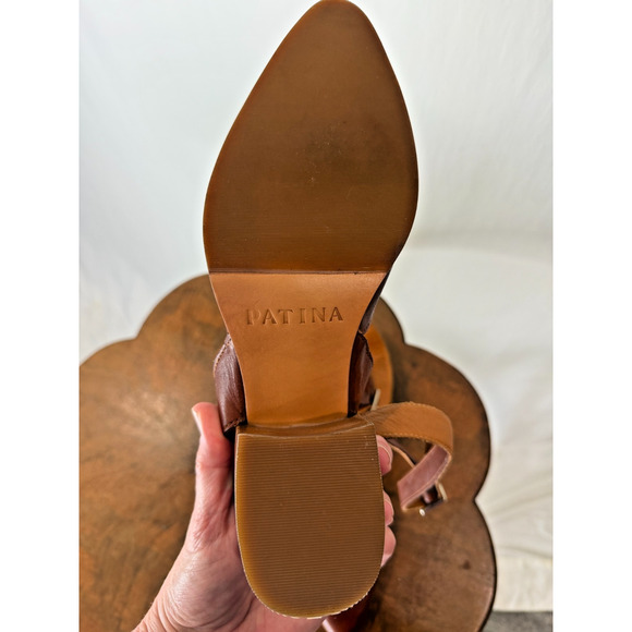 Patina ( Portland Leather) Brown Leather Slide/Sandal US Womens 9 #0137C - Picture 9 of 10